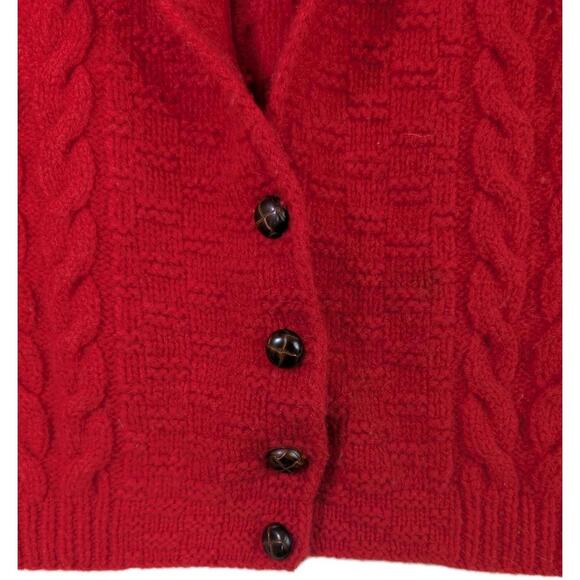 Vintage Deans Of Scotland 100% Wool Cable‎ Knit Button-up Sweater Size Small - Picture 2 of 6